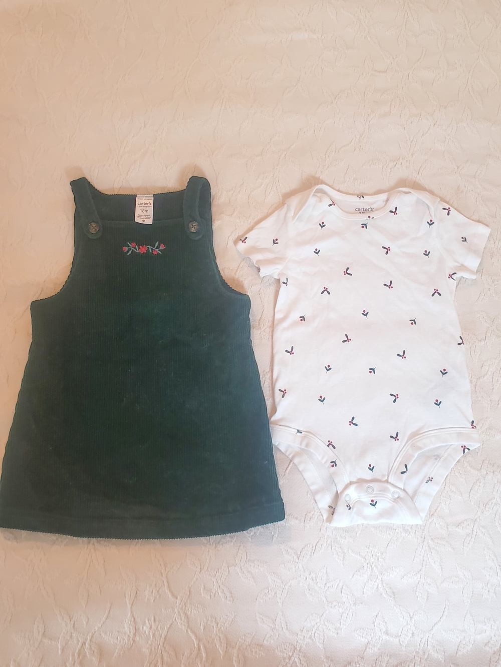 Green Corduroy Dress & Onesie Set